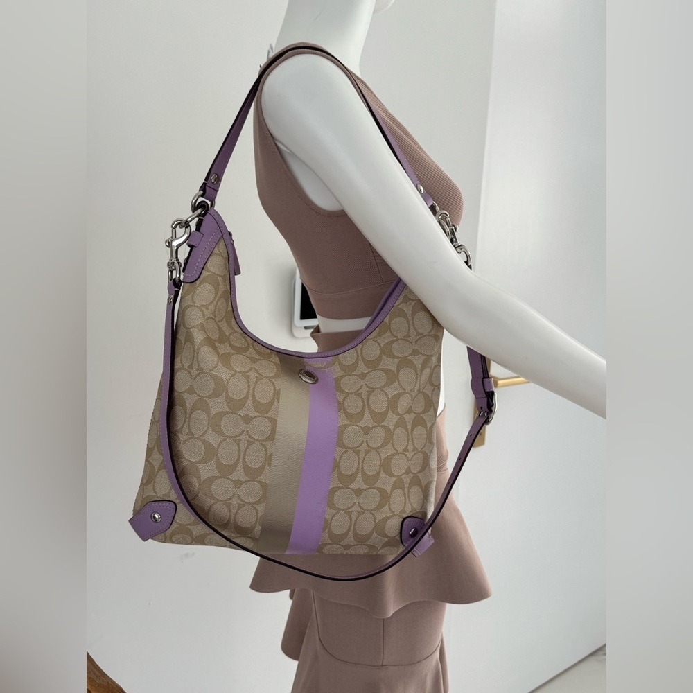 Authentic Coach Chelsea Signature canvas Hobo shoulder Two Way Bag - Picture 4 of 17
